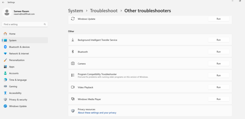 Windows Hello facial recognition not working